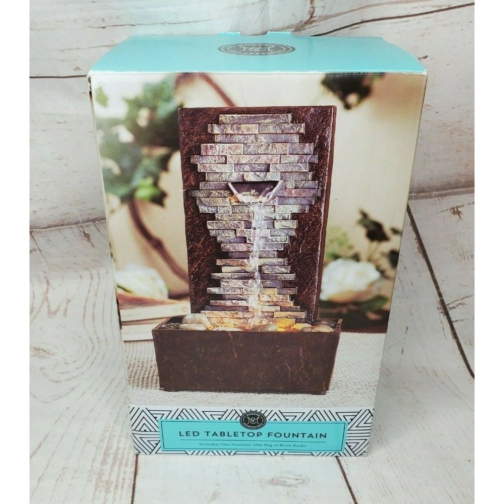 Modern Expressions LED Waterfall Fountain Modern Home Décor Lights Up Office